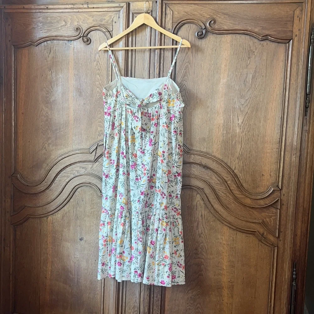 NEW Chelsea & Violet beige pink floral sleeveless linen blend dress - Picture 8 of 14